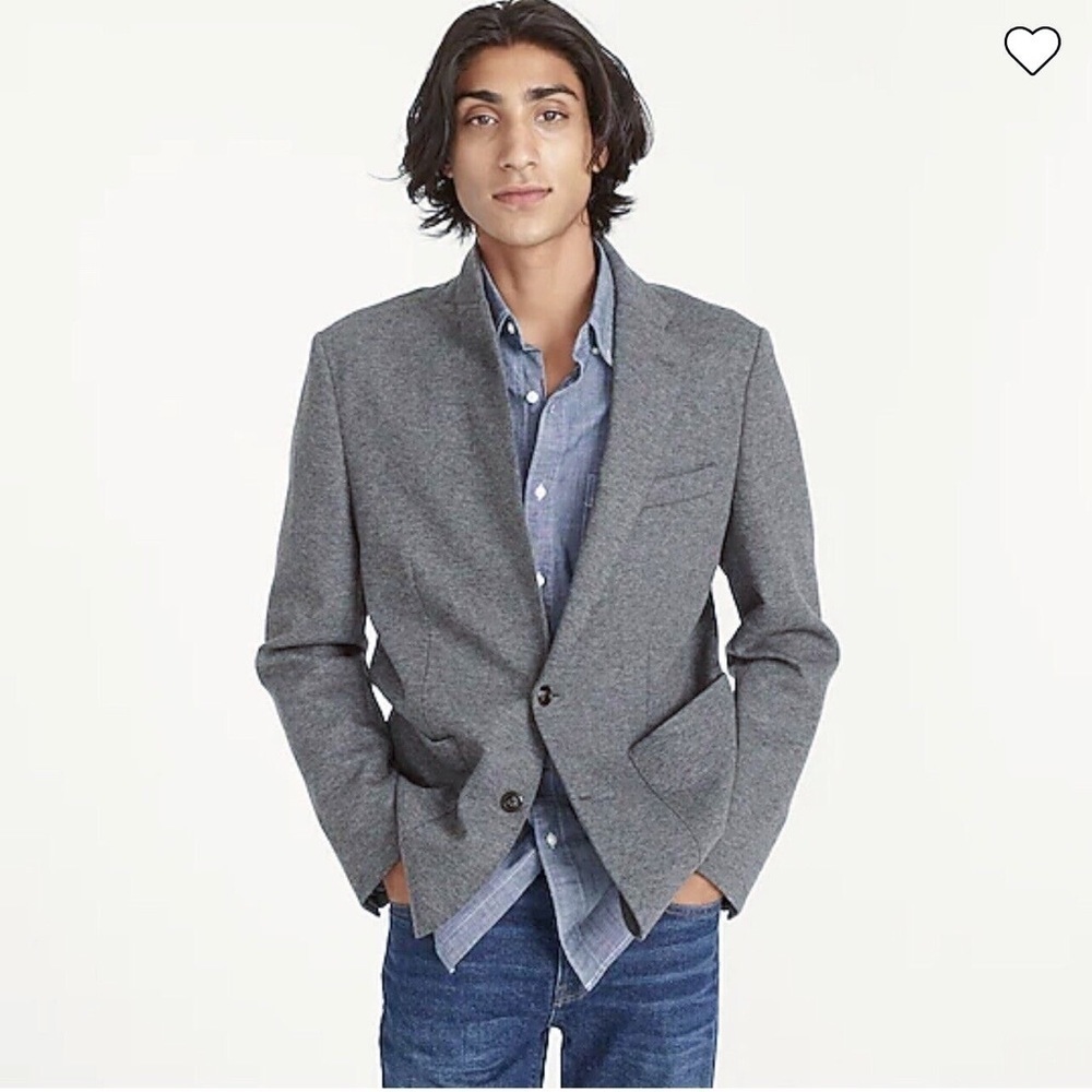 J Crew • Slim-fit knit suit jacket in wool-cotton blend Heather Grey blazer